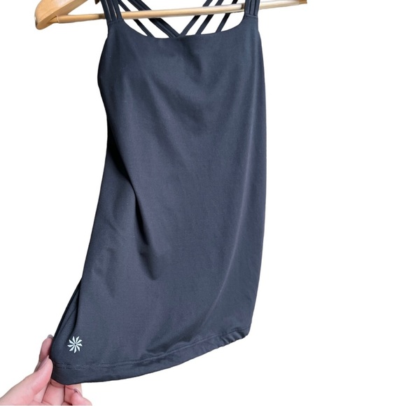 Athleta Women’s Black Hyper Focused Strappy Shelf Bra Elastic Hem Tank Top, XS - Picture 4 of 10